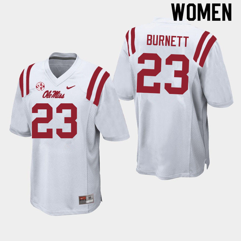 Drew Burnett Ole Miss Rebels NCAA Women's White #23 Stitched Limited College Football Jersey DYA7758ZV